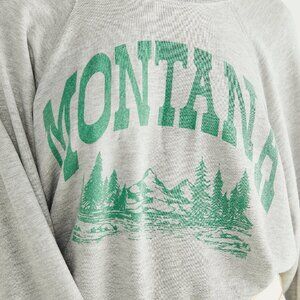 Free People Montana Big Sky Sweatshirt, Gray Medium